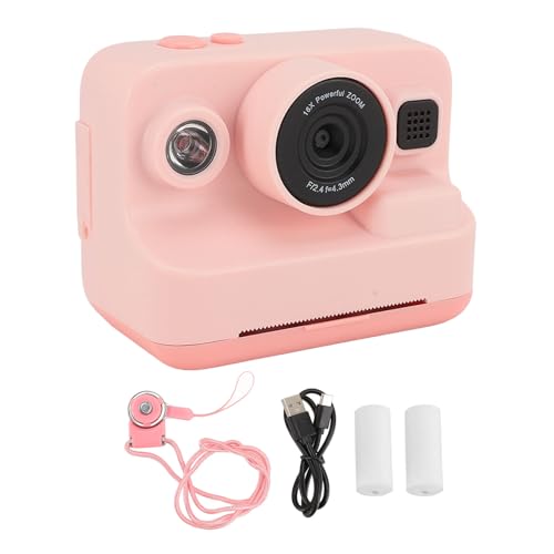Xolsurg 1080p Digitalkamera Sofortdruck 12MP Videokamera für Kinder 2,4 Zoll Bildschirm (Rosa) von Xolsurg
