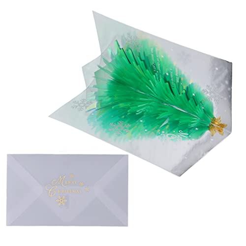 Xolsurg 3D-Glitzer-Weihnachtskarten, Baum-Prägung, Folienprägung, Popup-Gruß- und Dekorationspapier, Urlaubskarte für Familie und Freunde (Grün) von Xolsurg
