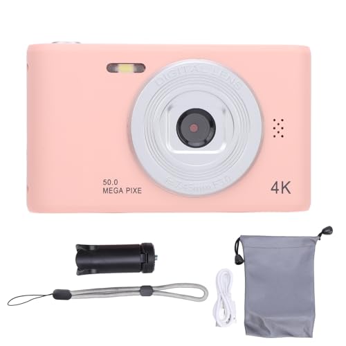 Xolsurg 50 MP Dual Lens Anti Shaking Tragbare Kompaktkamera für Kinderstudenten Vlog 2,4 Zoll Bildschirm (Rosa) von Xolsurg