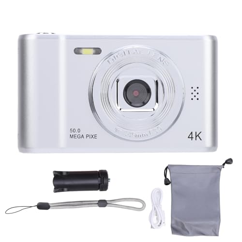 Xolsurg 50 MP Dual Lens Anti Shaking Tragbare Kompaktkamera für Kinderstudenten Vlog 2,4 Zoll Bildschirm (Silber) von Xolsurg