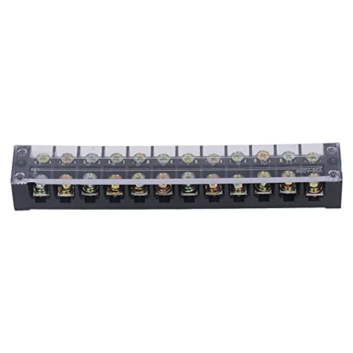 Xolsurg Hochstrom-Doppelreihen-Klemmenleiste mit Abdeckung, Stromverteilungssystem 60 A, 600 V für Brückenbeleuchtung (12 Position (6012)) von Xolsurg