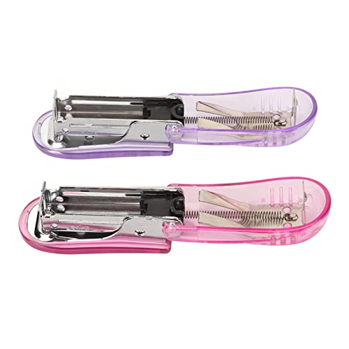 Xolsurg Mini-Heftgerät, tragbar, Hebelstruktur, für Büro, Schule, Zuhause (Lila Pink) von Xolsurg