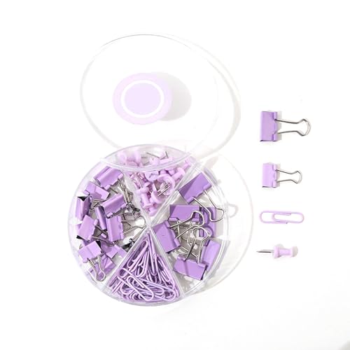 Xolsurg -Papierclips Clips Sortierte Multifunktions -Push -Stifte Set Office School -Dokumente Organisation MACARON Farben Kunststoffkasten enthalten (Lila) von Xolsurg