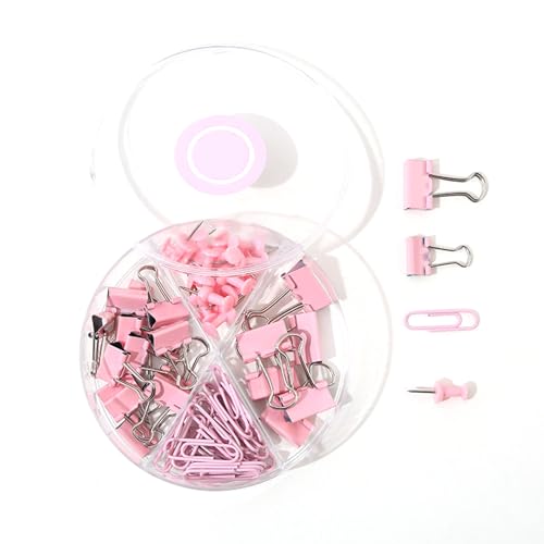 Xolsurg -Papierclips Clips Sortierte Multifunktions -Push -Stifte Set Office School -Dokumente Organisation MACARON Farben Kunststoffkasten enthalten (Rosa) von Xolsurg