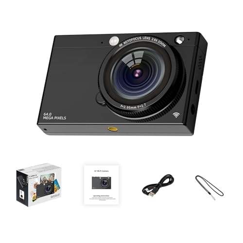 Xolsurg tragbarer 4K CCD Digitalkamera WiFi Videokamera 64MP 2,83 Zoll Bildschirmhandbuch/Auto Focus 28x Zoom in Flash 80 Filter Effects Geburtstag Festival Schüler Teenage (Schwarz) von Xolsurg