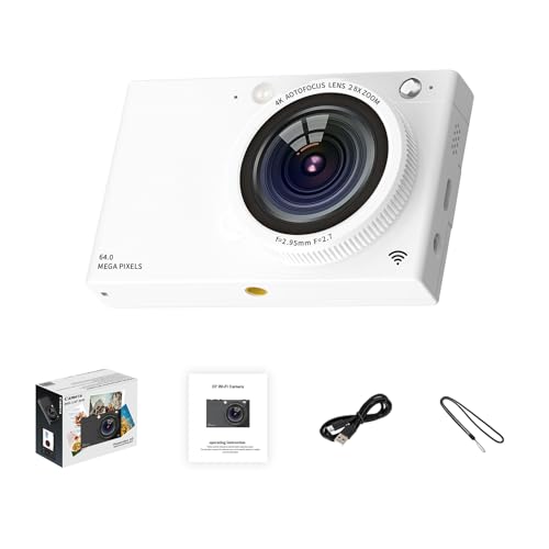 Xolsurg tragbarer 4K CCD Digitalkamera WiFi Videokamera 64MP 2,83 Zoll Bildschirmhandbuch/Auto Focus 28x Zoom in Flash 80 Filter Effects Geburtstag Festival Schüler Teenage (Weiß) von Xolsurg
