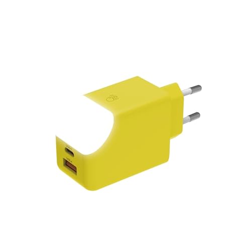 Doppelte Schnelllade-Netzadapter Mit 65 W - USB- Und USB-C-Anschluss - Ideal Zum Laden Von Telefonen, Tablets Und Laptops - Mit Touch-Licht EIN/Aus - Xoopar Ice-G Gelb von Xoopar