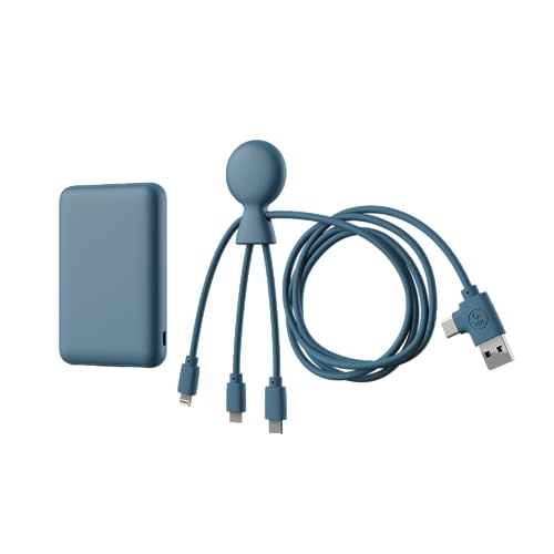 USB-Multi-Ladekabel und externer Akku - 4-in-1 USB-Multi-Kabel: USB C, USB, Lighting und Micro USB und externer Akku 5000mAh Schnellladung - Mr Bio Pack Long 1m Blau Xoopar von Xoopar