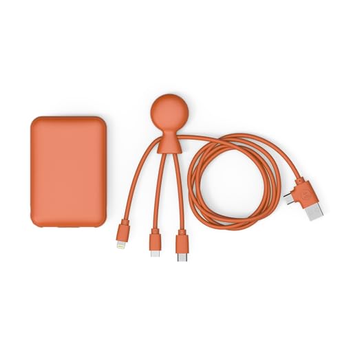 USB-Multi-Ladekabel und externer Akku - 4-in-1 USB-Multi-Kabel: USB C, USB, Lighting und Micro USB und externer Akku 5000mAh Schnellladung - Mr Bio Pack Long 1m Orange Xoopar von Xoopar