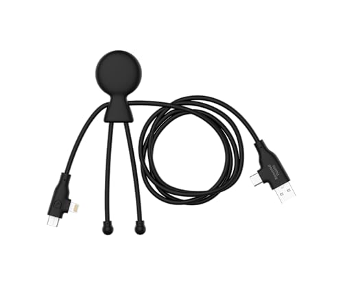 Xoopar 3-in-1-Multi-USB-Kabel, 1,20 m, Leistung 60 W, USB-Anschlüsse, USB-C und Lightning-Anschlüsse, kompatibel mit allen Mr Bio Long Fast Smartphones, Schwarz von Xoopar