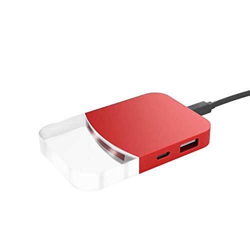 Xoopar 4 in 1 USB-Hub Ultra Slim Mini Ilo USB-Datenübertragungs-Hub 3 USB 2.0 1 USB-C USB-Hub Kompatibel mit Windows XP/Vista / 7/8/10, Mac OS, Linux (rot) von Xoopar