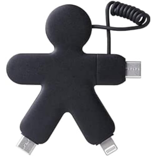 Xoopar - Buddy Multi USB Kabel 4 in 1 in Form eines Oktopus schwarz – Universal-Ladegerät aus recyceltem Kunststoff – USB-C, Micro-USB, Lightning, USB Universal für Smartphone von Xoopar