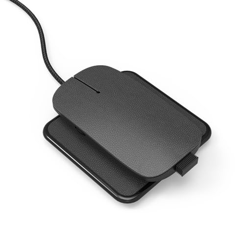 Xoopar Ine Pokket Maus aus recyceltem Leder, Design kabellos & ohne Batterien Premium Version für PC, Mac, Laptop, 2,4 GHz mit Mini-USB-Empfänger (schwarz) von Xoopar