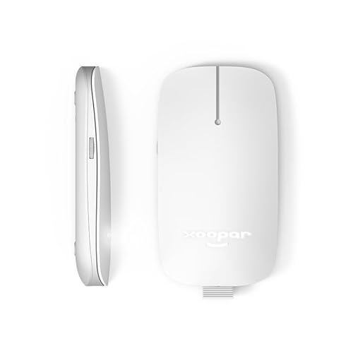 Xoopar Kabellose Maus 2,4 G – Maus ohne Batterien – Bluetooth – wiederaufladbar – Maus mit Computer verbunden – Ultra Slim – Pokket aus recyceltem Kunststoff (weiß) von Xoopar