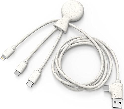 Xoopar Mr Bio 1m 4in1 Multi-USB-Kabel in Krakenform Weiß Weizen Universal-Ladegerät Entworfen mit umweltfreundlichen Materialien Universal-USB-Stecker für Smartphones von Xoopar