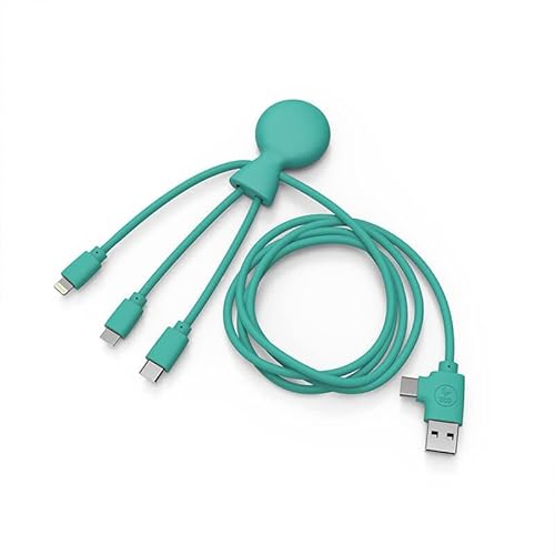 Xoopar Mr Bio 1m Krakenförmiges 4in1 Multi-USB-Kabel Mintgrün Universal-Ladegerät Umweltfreundlich gestaltet USB-Universal-Stecker für Smartphones von Xoopar