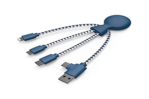 Xoopar Mr Bio 4 in 1 Multi-USB-Kabel - Umweltfreundliches und biologisch abbaubares USB-Kabel - Universelles USB-Ladegerät für Smartphones Apple iPhone Samsung Google Android (Blau) von Xoopar