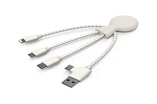 Xoopar Mr Bio 4 in 1 Multi-USB-Kabel - Umweltfreundliches und biologisch abbaubares USB-Kabel - Universelles USB-Ladegerät für Smartphones Apple iPhone Samsung Google Android (Blé) von Xoopar