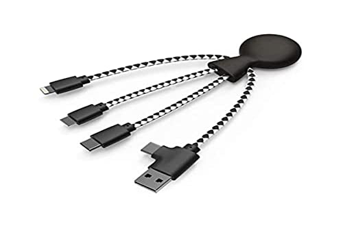 Xoopar Mr Bio 4 in 1 Multi-USB-Kabel - Umweltfreundliches und biologisch abbaubares USB-Kabel - Universelles USB-Ladegerät für Smartphones Apple iPhone Samsung Google Android (Schwarz) von Xoopar