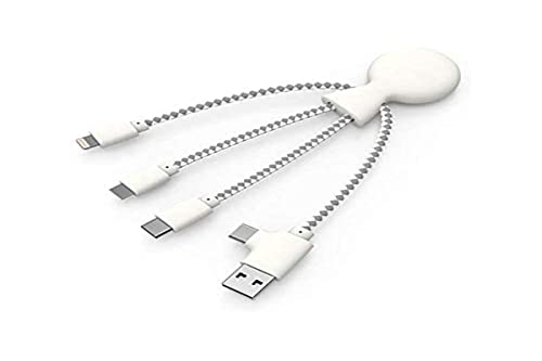 Xoopar Mr Bio 4 in 1 Multi-USB-Kabel - Umweltfreundliches und biologisch abbaubares USB-Kabel - Universelles USB-Ladegerät für Smartphones Apple iPhone Samsung Google Android (Weiß) von Xoopar