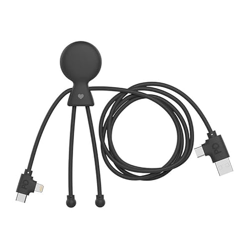 Xoopar - USB 3 in1 Multi Kabel USB-C, USB, Lightning - Mr Bio Long 1m aus recyceltem Kunststoff - Schnellladung - Universal Ladegerät Iphone,Samsung,Xiaomi,Huawei,Wiko,LG - Schwarz von Xoopar