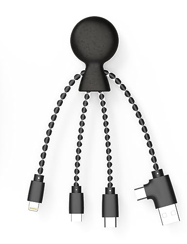 Xoopar - Mr Bio Multi-USB-Kabel 4-in-1 in Krakenform schwarz – Universal-Ladegerät aus recyceltem Kunststoff – USB-Stecker, USB-C, Lightning, Micro-USB für Smartphone Universal Xoopar - Mr Bio Multi-USB-Kabel 4-in-1 in Krakenform schwarz – Universal-Ladegerät aus recyceltem Kunststoff – USB-Stecker, USB-C, Lightning, Micro-USB für Smartphone Universal von Xoopar
