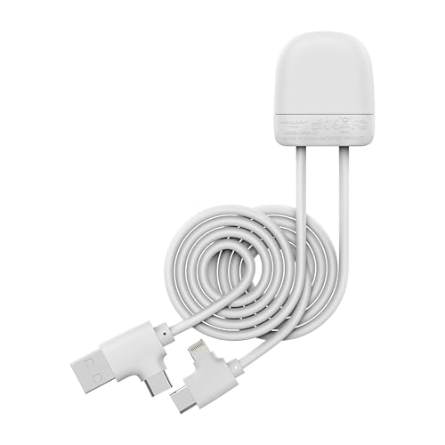 Xoopar Technicolor Ice-C Multi-Stecker aus recyceltem Kunststoff mit Dual-USB-C- und USB-Eingang, Lightning für Smartphone (weiß) von Xoopar