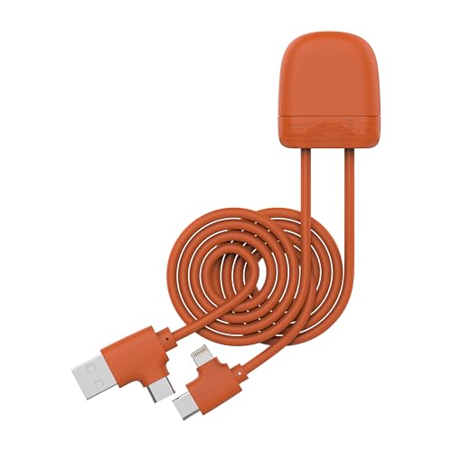 Xoopar Technicolor Multi-Connector-Kabel aus recyceltem Kunststoff Ice-C mit Dual-USB-C- und USB-Eingang, Lightning für Smartphone Universal, Orange Xoopar Technicolor Multi-Connector-Kabel aus recyceltem Kunststoff Ice-C mit Dual-USB-C- und USB-Eingang, Lightning für Smartphone Universal, Orange von Xoopar