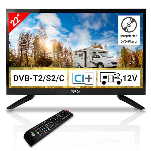 21.5" Zoll (55 cm) LCD Fernseher Xoro HTC 2249 mit HDTV Triple Tuner, integrierter Slot-In DVD Player, USB 2.0 Mediaplayer, CI+ Schacht, 12V Anschluss, schwarz von Xoro