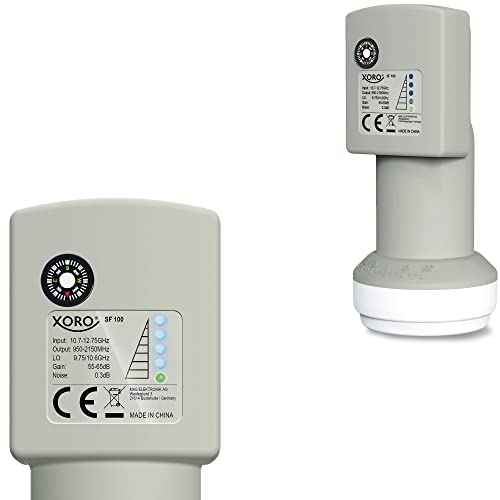 XORO Single LNB mit integriertem digitalem SAT-Finder, SF100, ideal für Camping, schnelle und einfache Ausrichtung, Anzeige der Signalstärke direkt am LNB von Xoro