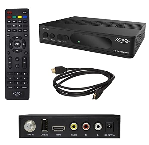 Xoro HRS 8657 HD-Receiver für digitales Satellitenfernsehen (DVB-S2) mit USB Mediaplayer für Video-, Audio- und Bilddateien, Schwarz von Xoro