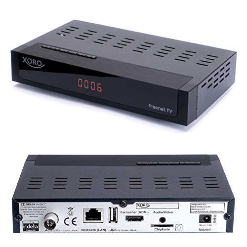 Xoro HRT 8729 Full HD HEVC DVB-T/T2 Receiver (H.265, HDTV, HDMI, kartenloses Irdeto-Zugangssystem für freenet TV, Mediaplayer, USB 2.0, 12V) schwarz von Xoro