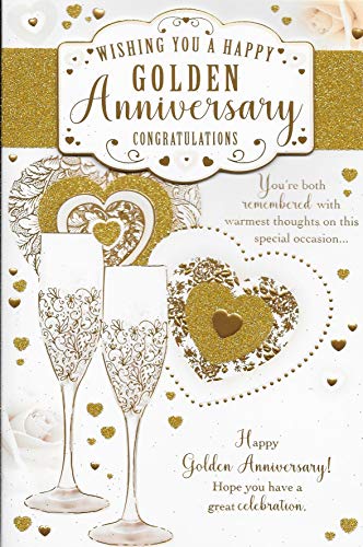 AE5 Glückwunschkarte zum Goldenen Hochzeitstag, mit Glitzer, 3D, 22,9 x 15,2 cm AE5 Glückwunschkarte zum Goldenen Hochzeitstag, mit Glitzer, 3D, 22,9 x 15,2 cm von Xpress Yourself
