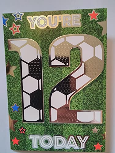 Express Yourself Geburtstagskarte für 12 Jahre, mit Umschlag, Fußball-Zahlen-Design, 19,5 x 13,5 cm Express Yourself Geburtstagskarte für 12 Jahre, mit Umschlag, Fußball-Zahlen-Design, 19,5 x 13,5 cm von Xpress Yourself