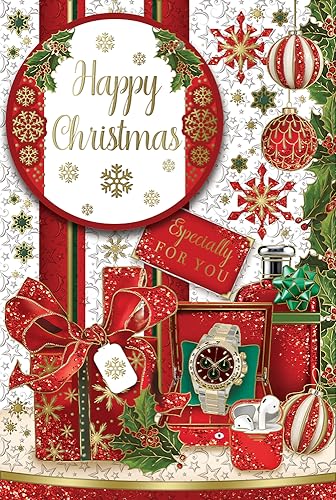 "Express Yourself" Weihnachtskarte für Happy Christmas - Rot & Weiß Thema mit Weihnachtsdekoration Zuhause und attraktivem Styling mit warmen Wünschen zu Weihnachten. von Xpress Yourself