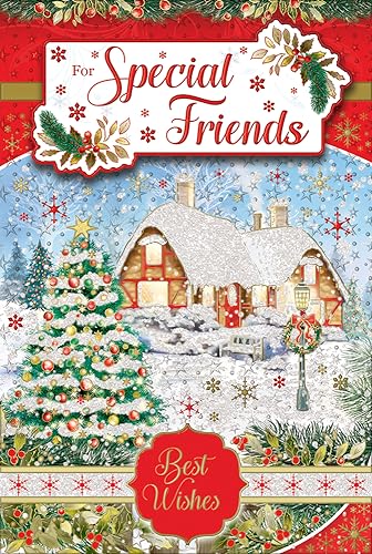 "Express Yourself" Weihnachtskarte für besondere Freunde - Rot & Weiß Thema mit besonderem Weihnachtsbaum und attraktivem Styling Best Wishes. von Xpress Yourself