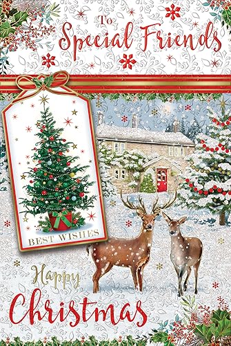 "Express Yourself" Weihnachtskarte für besondere Freunde – Rot-weißes Thema mit einem Weihnachtsbaum und attraktivem Styling Happy Christmas Charakter. von Xpress Yourself