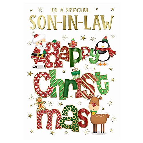 Weihnachtskarte mit Aufschrift "To a Special Son in Law", schönes Buchstaben-Design von Xpress Yourself
