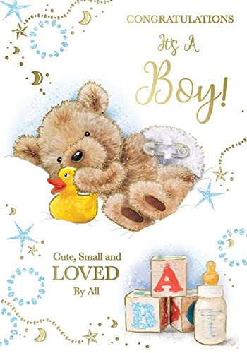 Express Yourself Grußkarte zur Geburt eines Jungen – inklusive Umschlag – mit Baby-Teddybär-Design, 19,5 cm x 13,5 cm Express Yourself Grußkarte zur Geburt eines Jungen – inklusive Umschlag – mit Baby-Teddybär-Design, 19,5 cm x 13,5 cm von Xpress Yourself