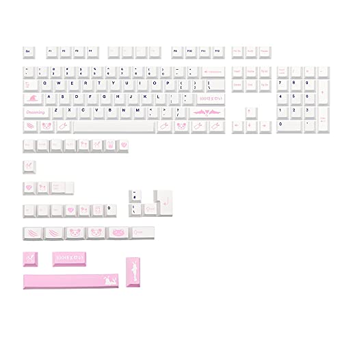 Xptieeck 137 Tasten Dreaming Girl Thema PBT Dye Subbed Keycap für MX Switches Mechanische Tastatur-Tastenkappe, englische Tastenkappe von Xptieeck