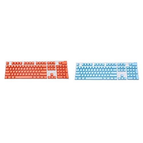 Xptieeck 2 Set mit 104 weißen Tasten, mechanische Tastatur-Tastenkappen, Spieltastatur-Tasten, verschleißfest, ölfrei, weiße Tastenkappen, Orange und Blau von Xptieeck