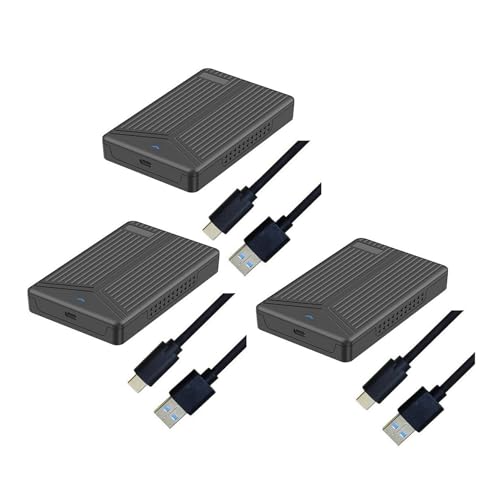 Xptieeck 3 x USB 3.1 mobile Festplattenbox, 6,3 cm (2,5 Zoll), SATA-Festplattenbox, SSD-Gehäuse, unterstützt 15-mm-Festplatte für Computer, Notebook von Xptieeck