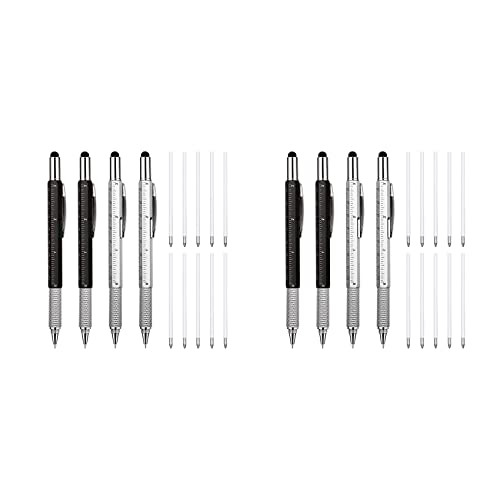 Xptieeck 6-in-1 Multitool-Kugelschreiber, Geschenkwerkzeug, personalisierter Stift mit Lineal, Geschenk für Herren, 8 Stück von Xptieeck