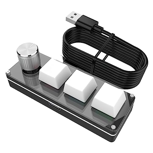 Xptieeck DREI-Tasten-USB-Kabel-Mini-Tastaturknopf, Mechanische Tastatur, Schnelle Büro-Lautstärkeregler-Tastatur für Laptop-Computer, Weiß von Xptieeck