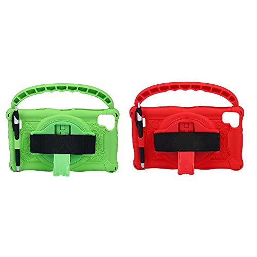 Xptieeck Silikon-Schutzhülle für P80, P80X, P80H, 20,3 cm (8 Zoll), Tablet-Ständer mit Griff und Stift, Grün und Rot, 2 Stück von Xptieeck