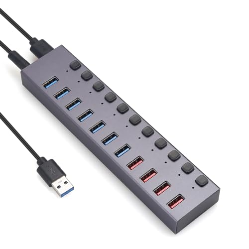 Xptieeck USB-3.0-Splitter, 11-Port-Ladegerät, Multi-Interface-HUB mit Installation, einfach zu bedienen von Xptieeck