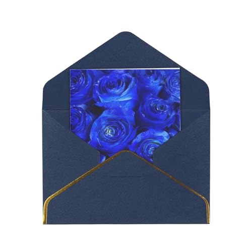 XqmarT Blaue Rosen-Geburtstagskarten, leere Karten, Grußkarte mit Umschlägen, Dankeskarte für alle Anlässe von XqmarT