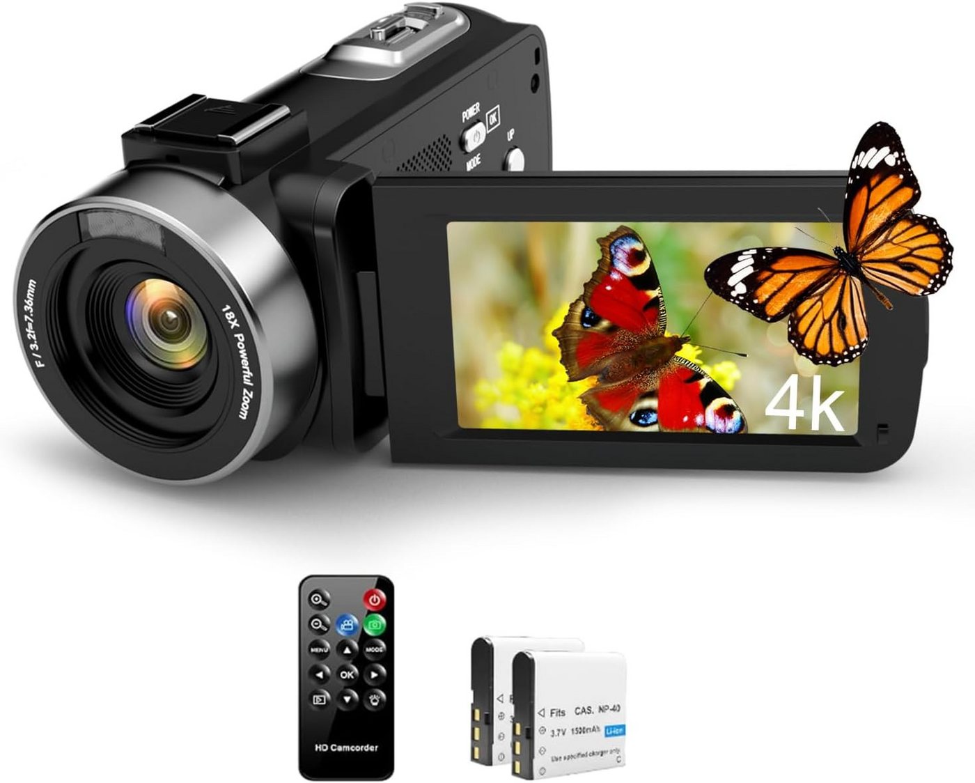 XrePro XP13 Camcorder (4K, 4K Videokamera, 3 Zoll 270 Grad Drehbarer IPS Bildschirm) von XrePro
