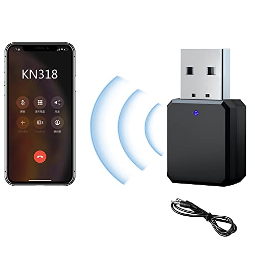 Xreuctop Bluetooth Adapter, Tragbarer USB Bluetooth Empfänger 5.1 mit 3.5mm Audiokabel, Audio Receiver mit AUX/USB Dual Ausgang, Bluetooth Sender und Empfänger für Stereoanlage, Auto, TV, Kopfhörer von Xreuctop