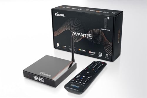 Xsarius Avant 3+ UHD 4K Android 11 TV Box, Gigabit LAN, Bluetooth 5.0, WiFi WLAN, 2in1 lernbare Bluetooth Fernbedienung, LIVETV App, H.265, HDR10+, 2GB, 16GB, SD-Karten-Slot + HM-SAT HDMI Kabel von Xsarius